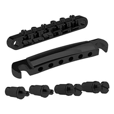 Image of OTOTEC Black Electric Guitar Tune o Matic Tailpiece &amp; Bridge Set With Studs Mounting Accessories Fit For Epiphone Les Paul Replacement Parts