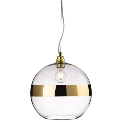 Image of Saturn 1 Light Globe Ceiling Pendant Gold, Clear Glass, E27