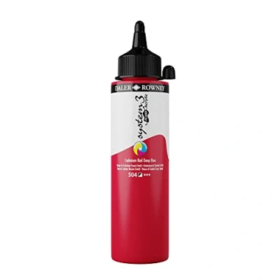 Image of Daler Rowney System3 Acrylic Paint, Plastic Bottle, Fluid, 8.45oz 250 ml, Cadmium Red Deep Hue