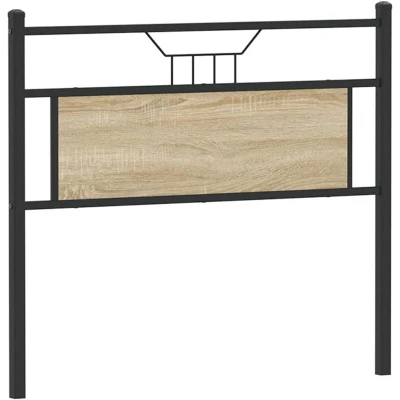 Image of vidaXL Sonoma Oak Headboard Engineered Wood &amp; Steel Industrial Style for Bedroom 105.5x3x91.5cm