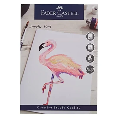 Image of Faber Castell Creative Studio Acrylic Paint Pad, A5, Acid Free Gummed Paper, 240 GSM, 15 Sheets for Painting, Arts, Craft, Home and School