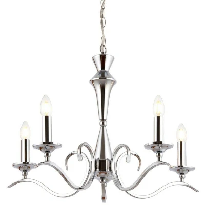 Image of Kora 5 Light Multi Arm Ceiling Pendant Candle Chrome, E14
