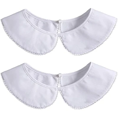 Image of LoudSung False Collar Detachable Blouse Fake Half Shirts Simple Designed Cotton Elegant for Women Girls 2pcs