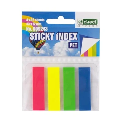 Image of D.RECT Pack of 140 Adhesive Strips Page Marker Index Film Text PET 12 x 43 mm 4 35 Pieces
