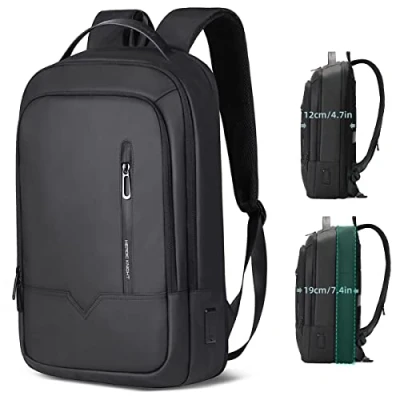 Image of Laptop Backpack, Expandable 18L 25L Smart Business Rucksack with USB Charging Port Water Resistant Anti theft Lightweight 15.6 Inch Computer Bag for Men Women Office Commute College Travel Black
