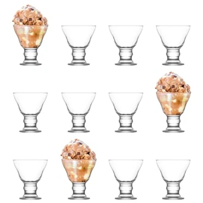 Image of LAV 12x 255ml Orion Glass Ice Cream Bowls Small Mini Kitchen Fruit Salad Sundae Trifle Dessert Cocktail Pudding Serving Cup Dishes Set