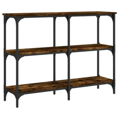 Image of vidaXL Console Table with Engineered Wood and Metal Frame, Smoked Oak Finish, Industrial Style Hallway, Living Room Furniture
