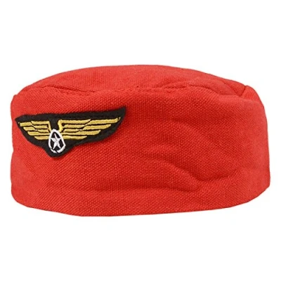 Image of Wicked Costumes Adult Red Flight Attendant Air Hostess Stewardess Fancy Dress Hat