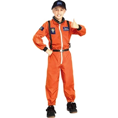 Image of Rubie&#039;s Astronaut Jumpsuit + Hat Boys Fancy Dress Space Uniform Kids Childs Costume Medium Ages 5 7