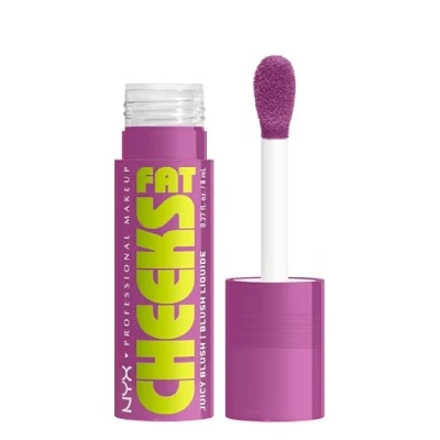 Image of NYX Professional Makeup Fat Cheeks Juicy Blush, Liquid Up to 12H Wear, Hydrating &amp; Buildable, Dewy Finish, Shade: Blueberry Burst, 8ml