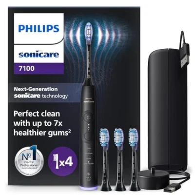 Image of Philips Sonicare 7100 Electric Toothbrush, Sonic Toothbrush with App, 4 Brushing Modes and 3 Intensity Levels, Pressure Alert, EasyStart, SmarTimer, Navy Blue, Model HX7421/08 [New Technology]