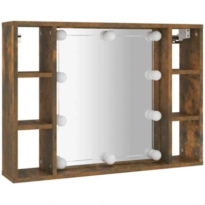 Image of vidaXL Mirror Cabinet with LED Smoked Oak 76x15x55 cm
