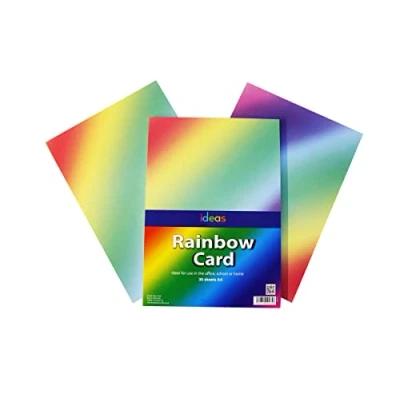 Image of Bright Ideas Rainbow Card. Sheet Size: A4 29.7cm x 21cm, Pack of 30 Sheets. 200gsm Stationery Paper and Cardstock for Arts Crafts, Ideal Schools, Home Crafting Kids Scrapbooking. BI0172.