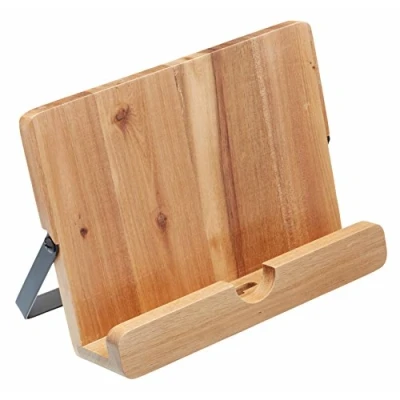 Image of Natural Elements Recipe Book Holder/Tablet Stand, Acacia Wood, Brown, 24 x 18.5 6.5 cm