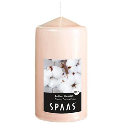 Image of Spaas Scented Cylinder Pillar Candle, 65 Hours, Cotton Blossom, Beige, D 80 mm x H 150