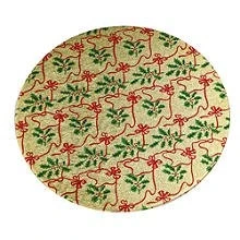 Image of CreativeBAKER 9&quot; Round Christmas Cake Card/Board Gold Bows and Holly