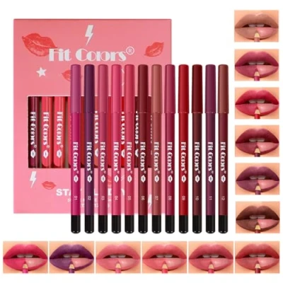 Image of Lip Liner Set, 12Pcs Velvet Matte Long Lasting Smooth Liner, Waterproof Lipstick Slim,Smooth and High Pigmented Makeup Pencil