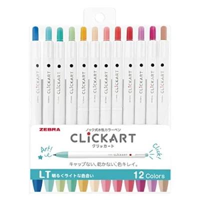 Image of ZEBRA Clickart Water Based Pen Bright Light 12 Colors Set, Wyss22 12Clt