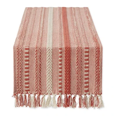Image of DII Farmhouse Braided Stripe Table Runner Collection, 15x72 (15x77, Fringe Included), Spice