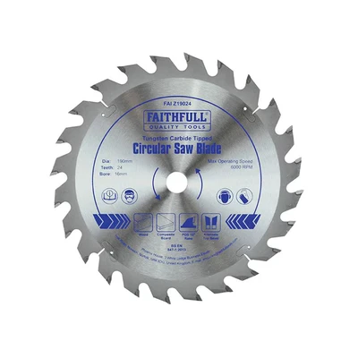 Image of Faithfull TCT Circular Saw Blade 190 x 16mm 24T POS FAIZ19024