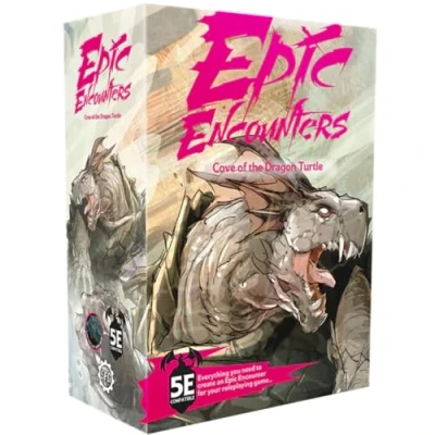 Image of Epic Encounters: Cove of the Dragon Turtle: Fantasy Roleplaying Tabletop Game with HUGE Boss Miniature, Double Sided Mat, &amp; Master Adventure Book Monster Stats, 5E Compatible