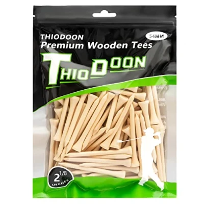 Image of THIODOON Golf Tees 54mm Less Friction Wooden Training for Golfer Professional Natural Wood Bulk 100 Count Golfing