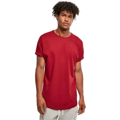 Image of Urban Classics Shaped Turnup Basic Tshirt, Men&#039;s, Size: XS, Brickred