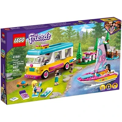 Image of LEGO Friends Forest Camper Van and Sailboat 41681 Building Kit; Toy; New 2021 (487 Pieces), Multicolor, Standard