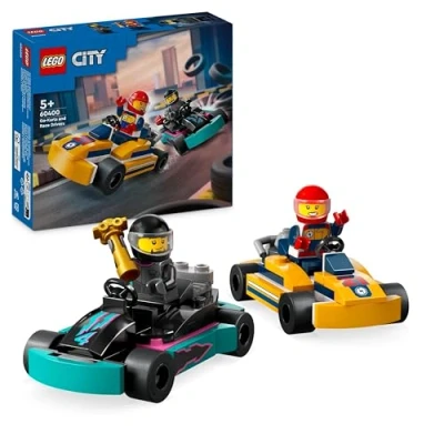 Image of LEGO City Go Karts and Race Drivers, Racing Vehicle Toy Playset for 5 Plus Year Old Boys, Girls Fans of Car Toys with 2 Driver Minifigures, Small Gift Preschool Kids 60400