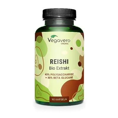 Image of Vegavero Organic Reishi Extract 8400 mg (14:1) Ganoderma Lucidum with Polysaccharides &amp; Beta Glucans Mushroom Powder 90 Capsules Vegan