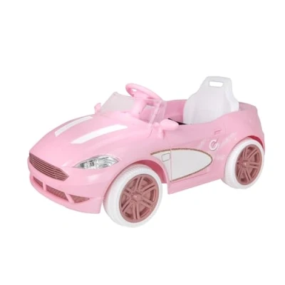 Image of EVO Electric Ride On Pink Car Battery Operated Dream Coupe 6V Powered Kids With Working Headlights, Pedal Driven Forward, Reverse &amp; Engine Sound Effects Toy 3+