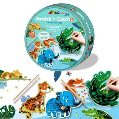 Image of Create My Own Fishing Game Jungle Animal Traditional Combined with Scratch Art for Kids Ages 3+