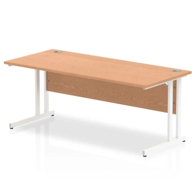 Image of Impulse 1800/800 Rectangle White Cantilever Leg Desk Oak MI002646