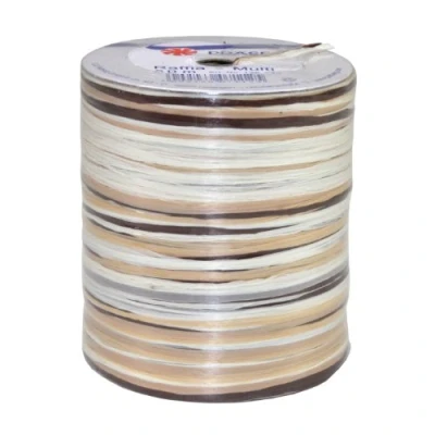 Image of C.E. Pattberg RAFFIA Multicolour brown white cream Ribbon, 55 yards Gift Ribbon for Wrapping Presents, 5 Strand Gifts, Accessories Decorating and Handicrafts, every occasion