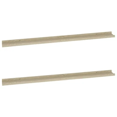 Image of vidaXL Wall Mounted Shelves 2 Pieces Sonoma Oak 115x9x3 cm Versatile for Home &amp; Office Easy to Clean Brown MDF