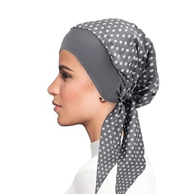 Image of Chemo Headwear for Women Head Scarfs Turbans Cancer Scarves Bandanas Ethnic Muslim Headwraps Silky Hair Loss Beanie Hat