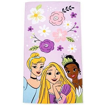 Image of Jay Franco Disney Princess Flower Girls 86cm x 162cm 100% Large Cotton Beach Towel