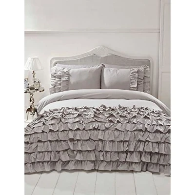 Image of Rapport Home Flamenco Duvet Set, Single Grey, Polyester Cotton