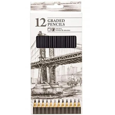 Image of Karrma Ltd. Pack Of 12 Garded Artist Sketching Pencils Draws Tones &amp; Shades Assorted Colours