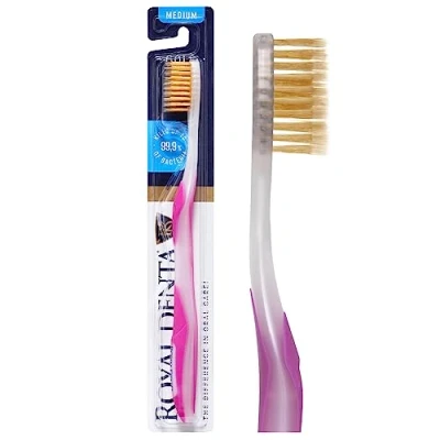 Image of Manual Medium Toothbrush for Adults, Flossing with Gold, Pink, Royal Denta