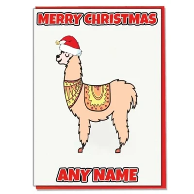 Image of AK Giftshop Fun Personalised Llama Christmas Card