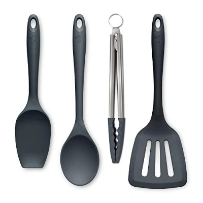 Image of Zeal JSET40C Non Stick Silicone Cooking Tongs, Dark Grey