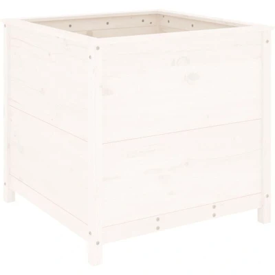 Image of vidaXL Garden Planter White 82.5x82.5x78 cm Solid Wood Pine