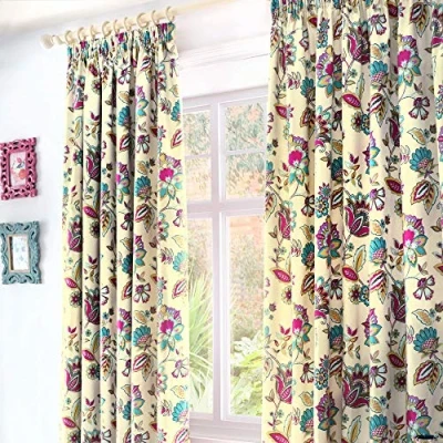 Image of Marinelli Thermal Lined Pencil Pleat Curtains 66x72&quot; (168 x 183cm), Teal