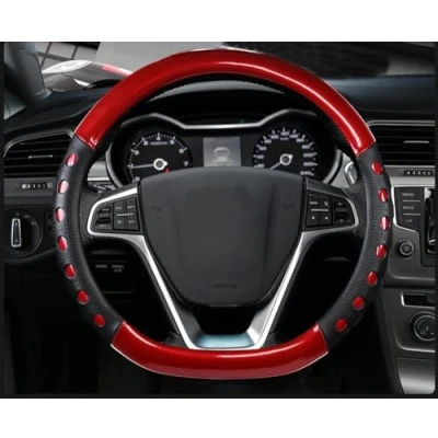 Image of Mayco Bell D Cut Steering Wheel Cover Shaped Flat Bottom Microfiber Leather Anti Skid Breathable Fit 14.5&quot; 15&quot; (Red)