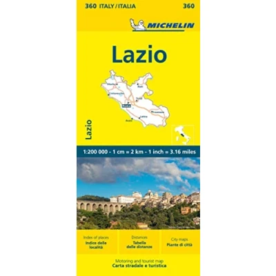Image of Lazio Michelin Local Map 360: Straßen und Tourismuskarte 1:200.000