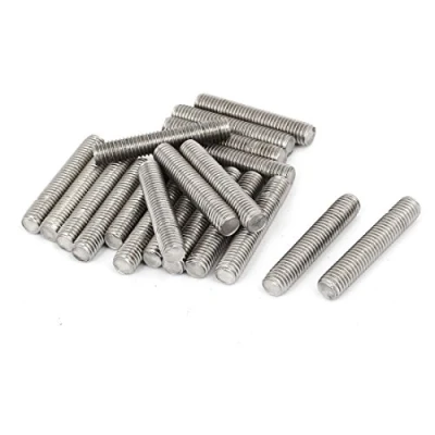 Image of sourcingmap M8 x 45mm 304 Stainless Steel Fully Threaded Rods Bar Studs Silver Tone 20 Pcs