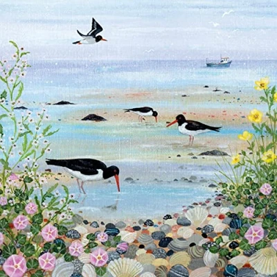 Image of Museums &amp; Galleries Lucy Grossmith Oystercatchers Art Greeting Card