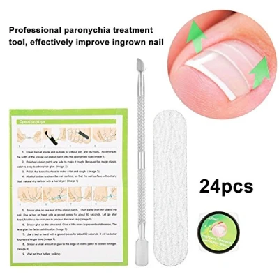 Image of Professional Nail Correction Sticker,Pedicure Paronychia Recover Ingrown Toe Manicure Clipper Fixer Special Pedicure Tools Foot CareTool Kit (24Pcs)