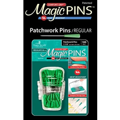 Image of Taylor Seville Originals Comfort Grip Heat Resistant Regular (0.6 x 36mm) Patchwork Magic Pins 100 Pieces